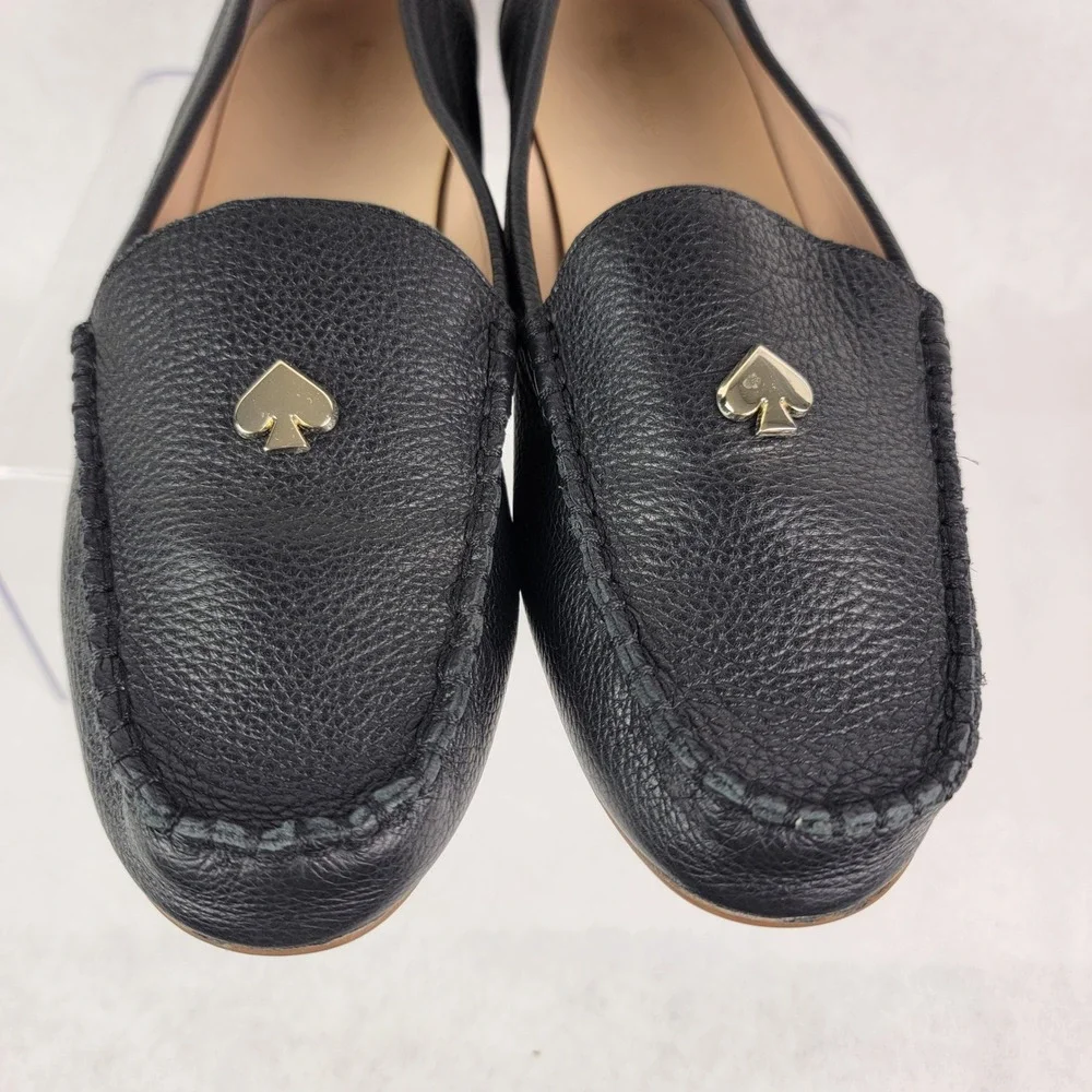 Kate Spade Carly Black Leather Loafers Flats Womens 9.5 Driving Shoe Elegant